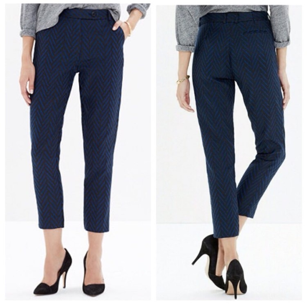 Madewell et Sezane Trousers, grey w/ blue stripe