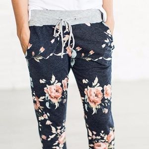 Cozy floral jogger pants