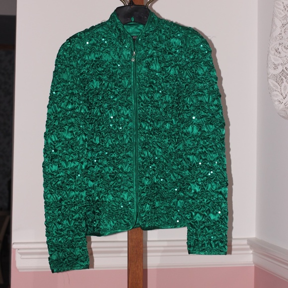 MSK Woman’s Green Sequined  Jacket - Picture 1 of 6