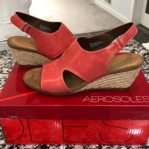 Aerosoles slingback 2 1/2 inch wedge in coral