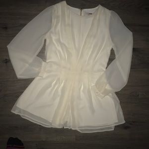 BOGO Sheer Cream Pleated Romper