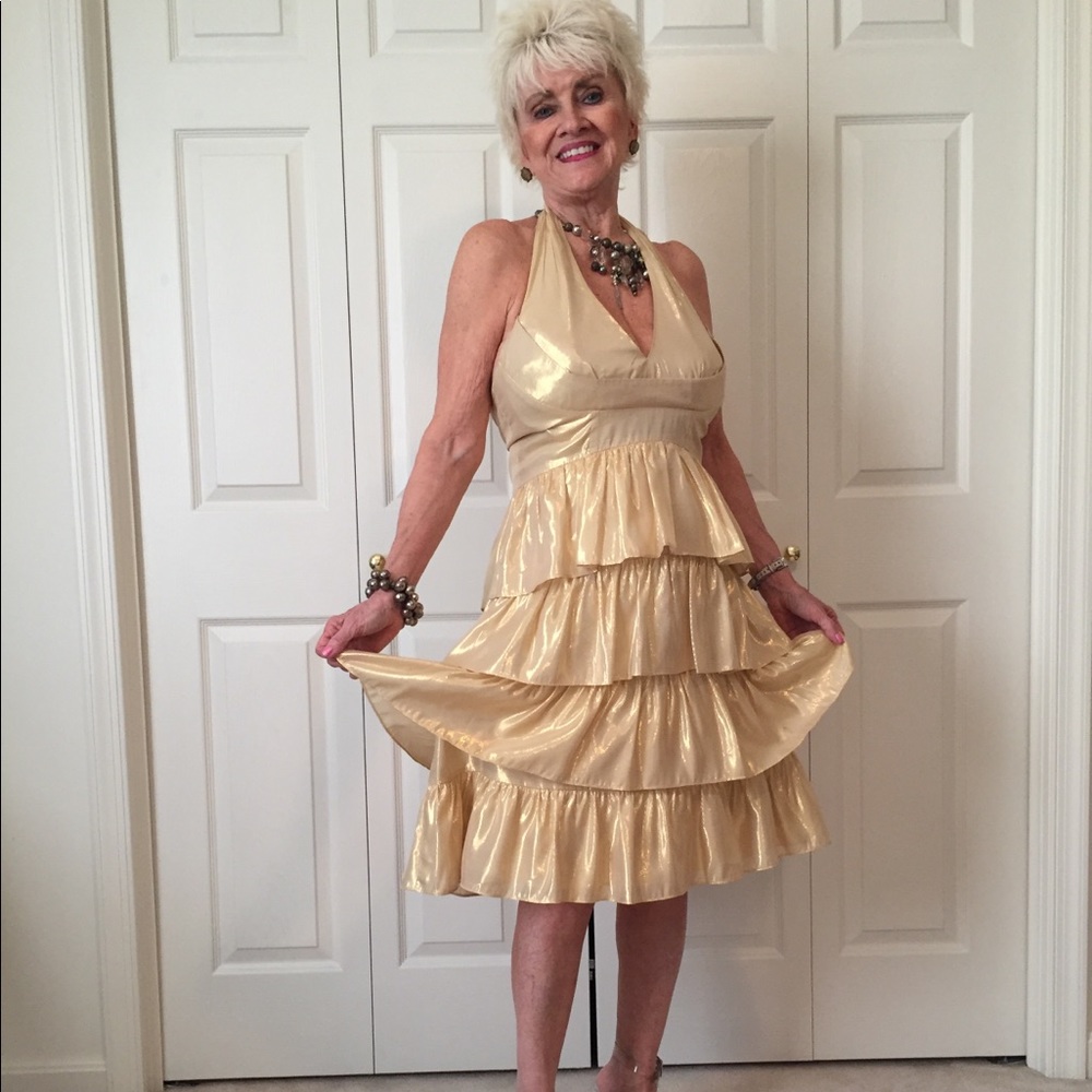 Betsy Johnson Evening dress gold size small.
