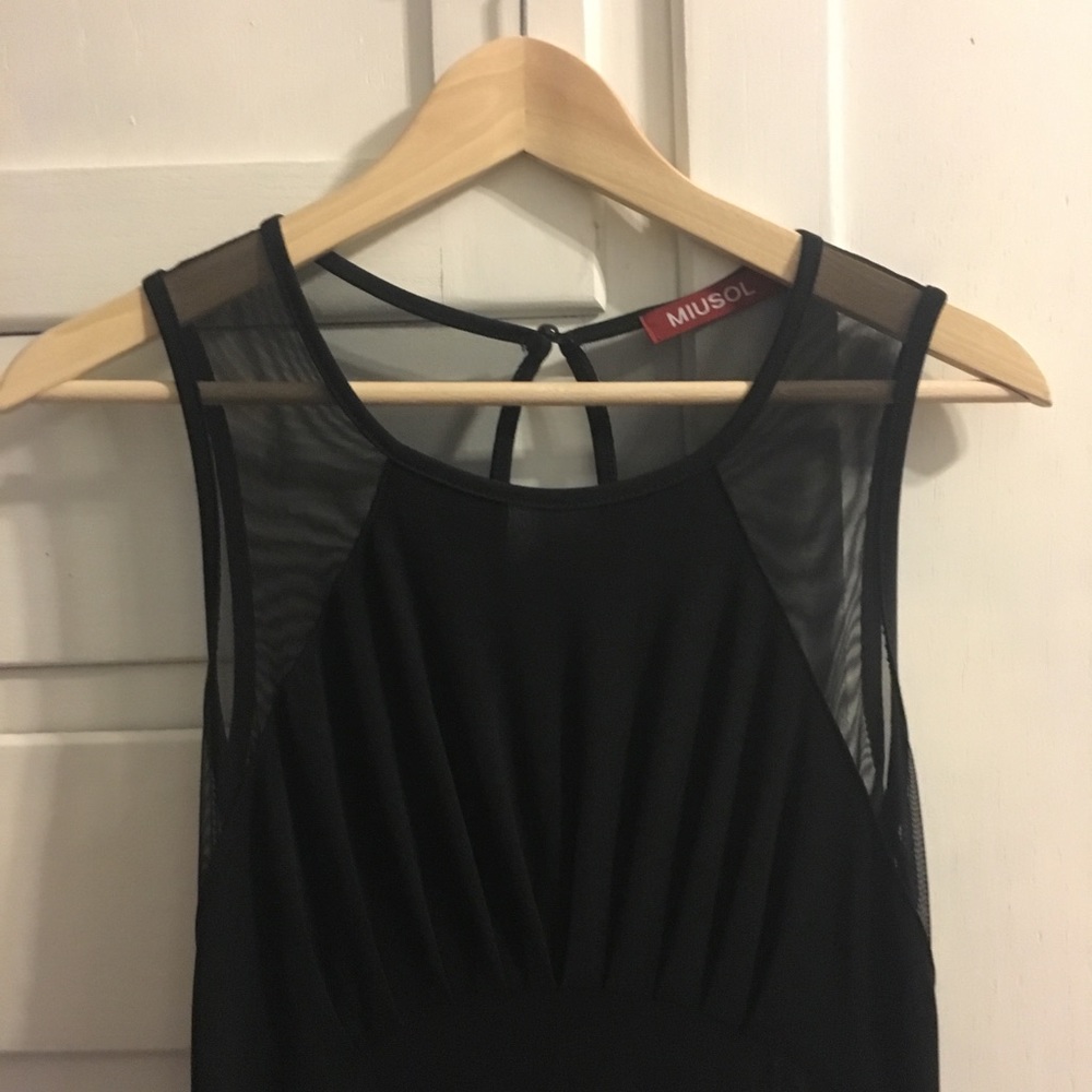 Floor length Black Gown with mesh cutouts