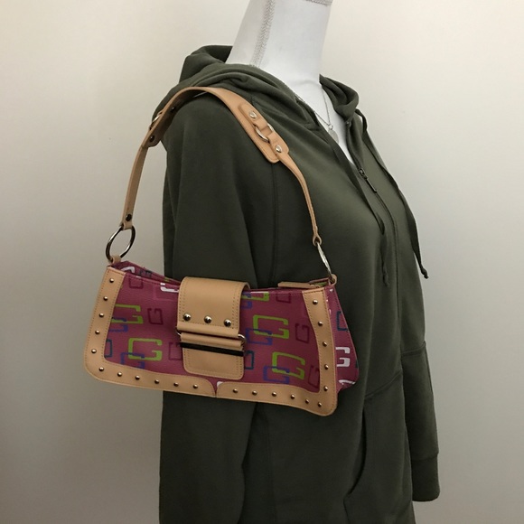 Guess Handbags - Guess Pink Logo Color Studded Bag