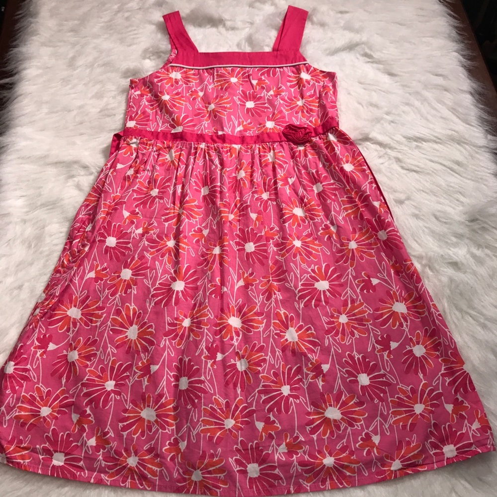 Girls 14 pink & orange Daisy print  Dress