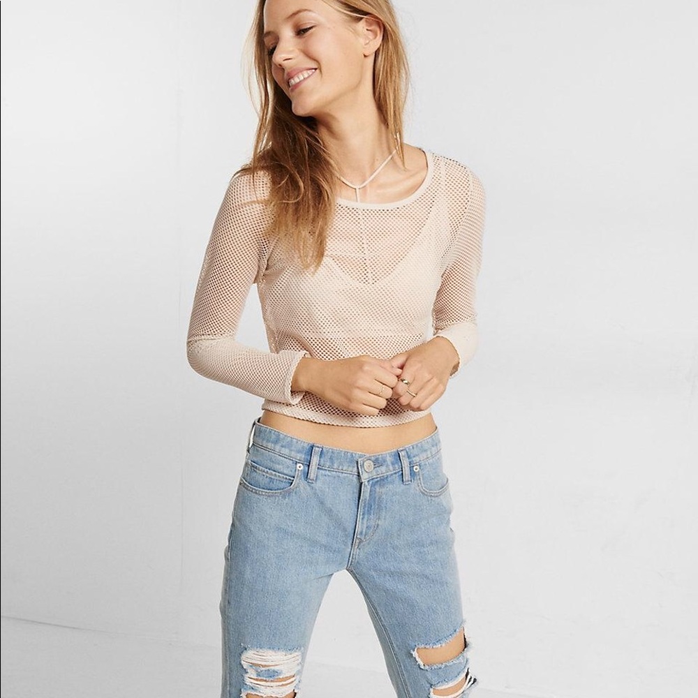 Express One Eleven Sheer Mesh Crop Top