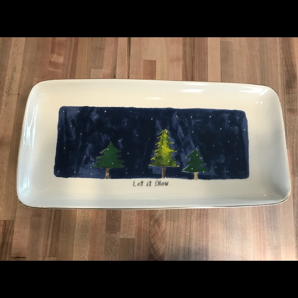 Rae Dunn Let It Snow Christmas Tree Platter Plate