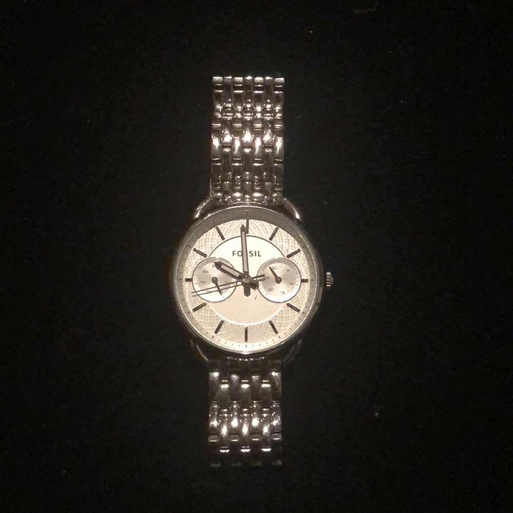 Silver Fossil Watch