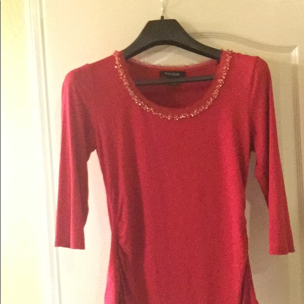 White House Black Market Red Fitted shirt