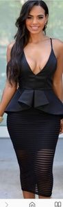 Black Midi Peplum Dress