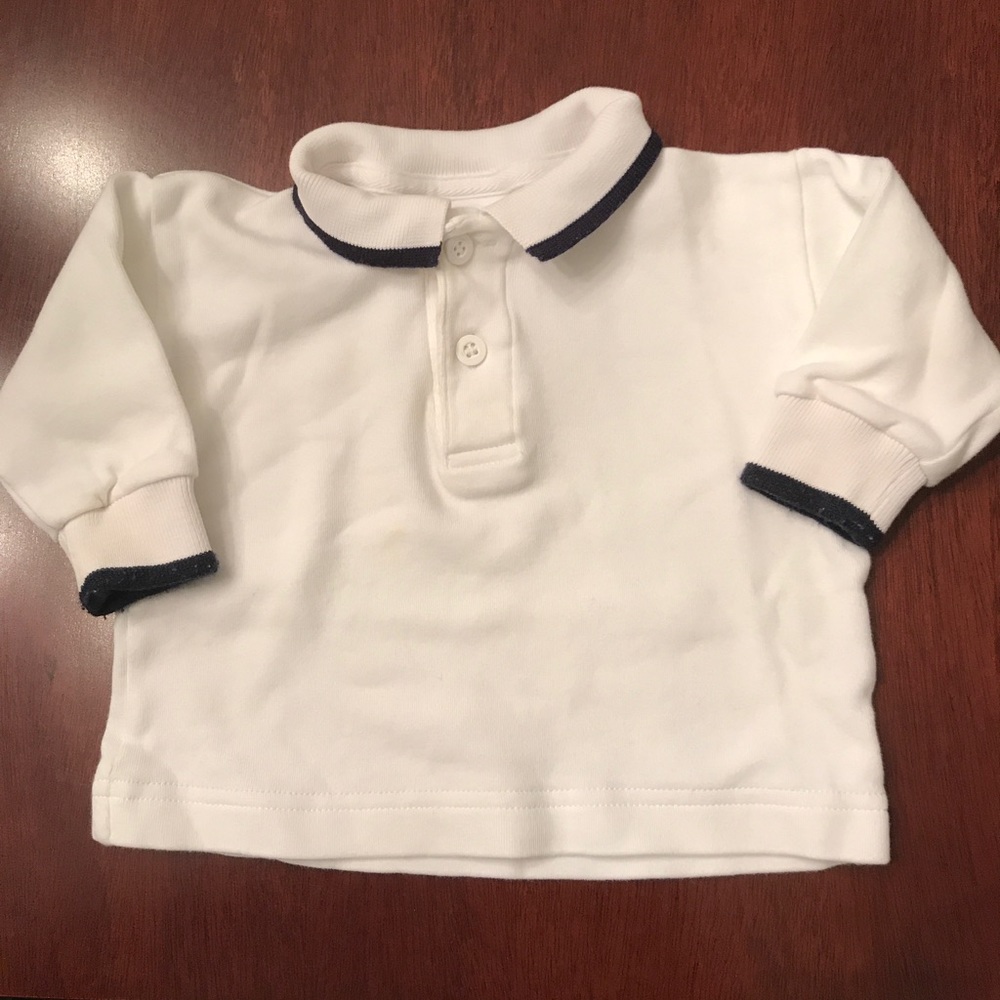 Florence Eiseman Long Sleeve White & Navy Shirt