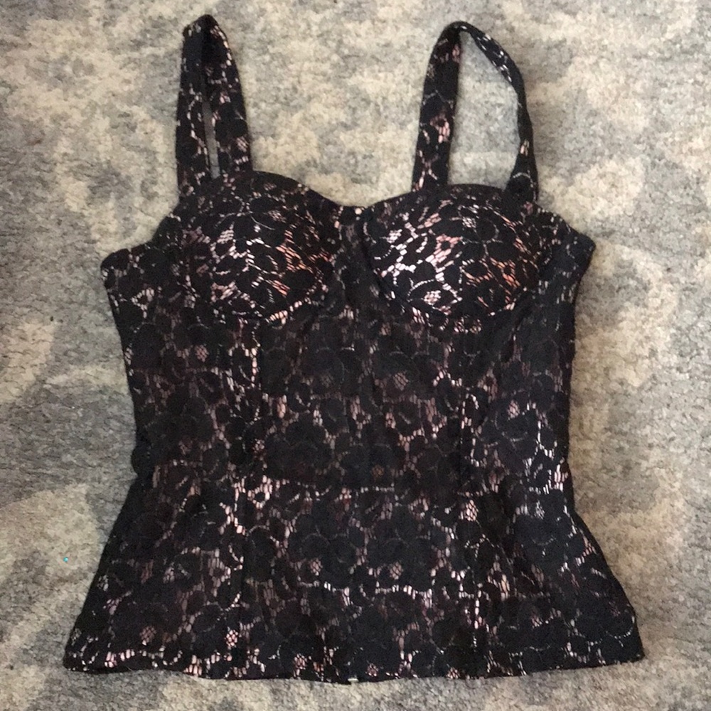 Corset lace top with built in bra