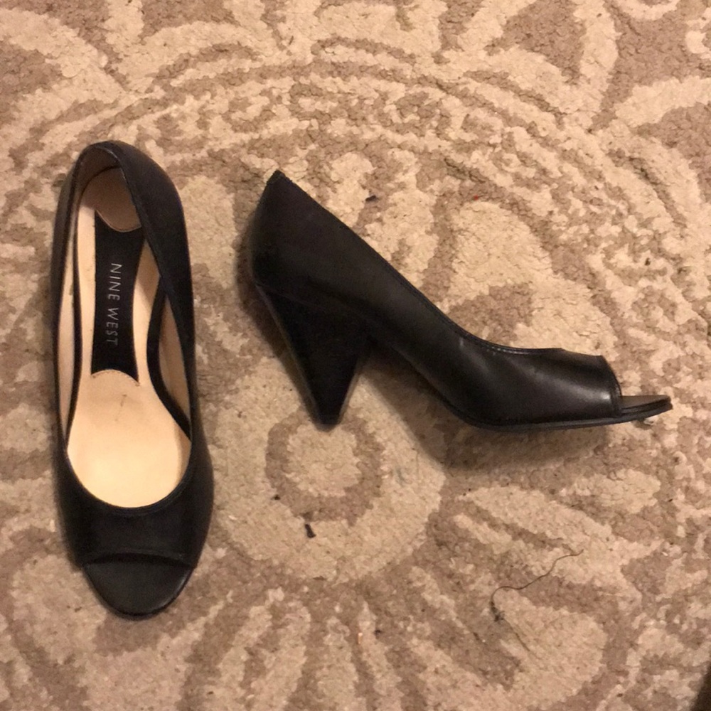 Black peep toe heels