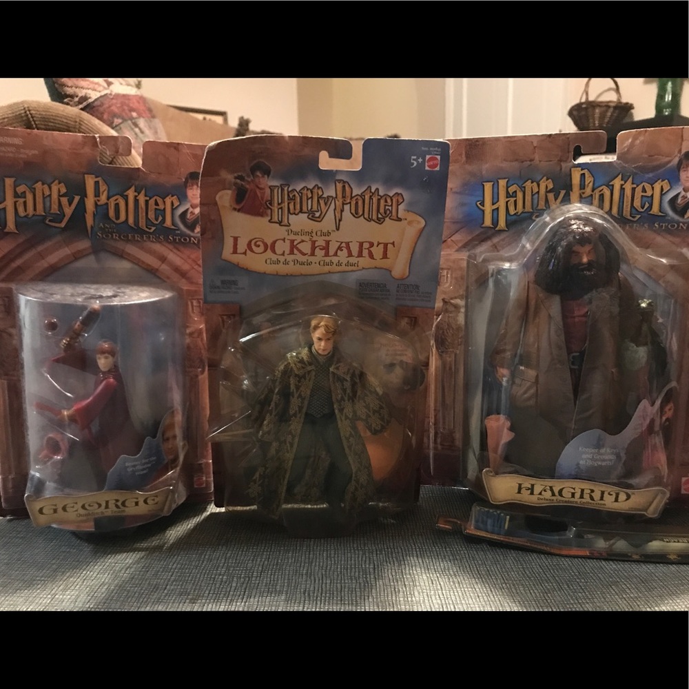 George Weasley,  Lockhart, & Hagrid figurines
