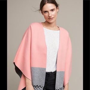 Anthropologie Kimono Splitshade Cape Pink Gray OS