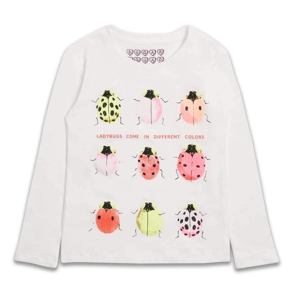 Girls LS shirt cream colored with LadyBugs