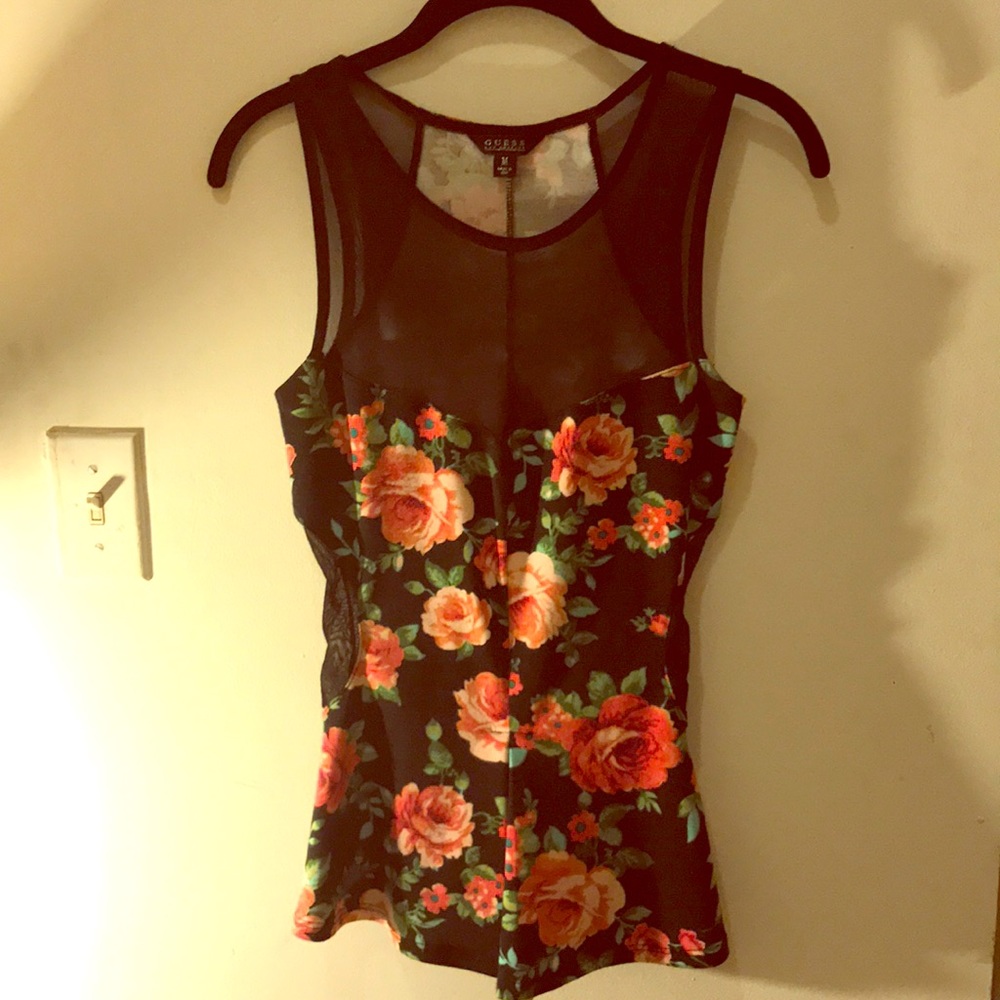 Guess floral/mesh top