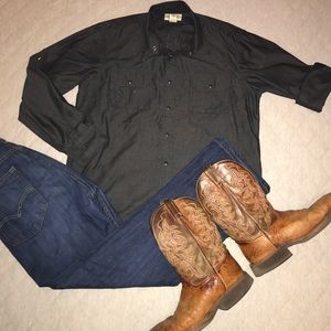 Black Western Style American Rag Button Down