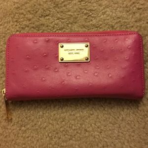 Pink Ostrich Michael Kors wallet - barely used