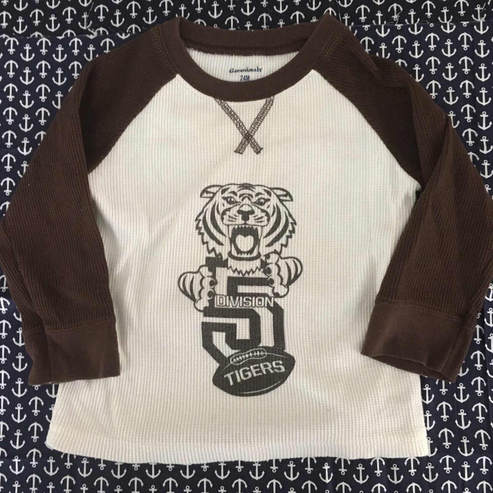 ⭐️Brown/White Thermal Tiger Long Raglan Sleeve Tee