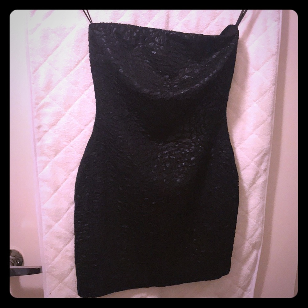 Textured Bebe strapless mini dress