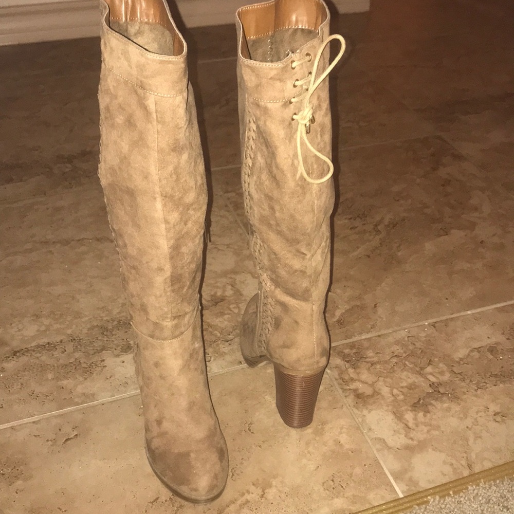 Tall tan riding boots