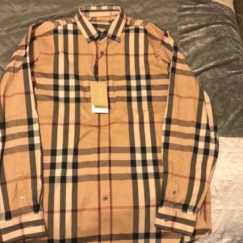 Brand new men’s Burberry long sleeve camel shirt
