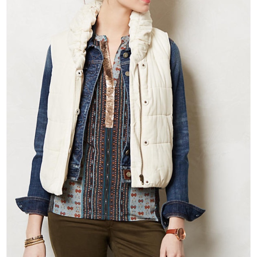 Ivory puffer vest from Anthropologie