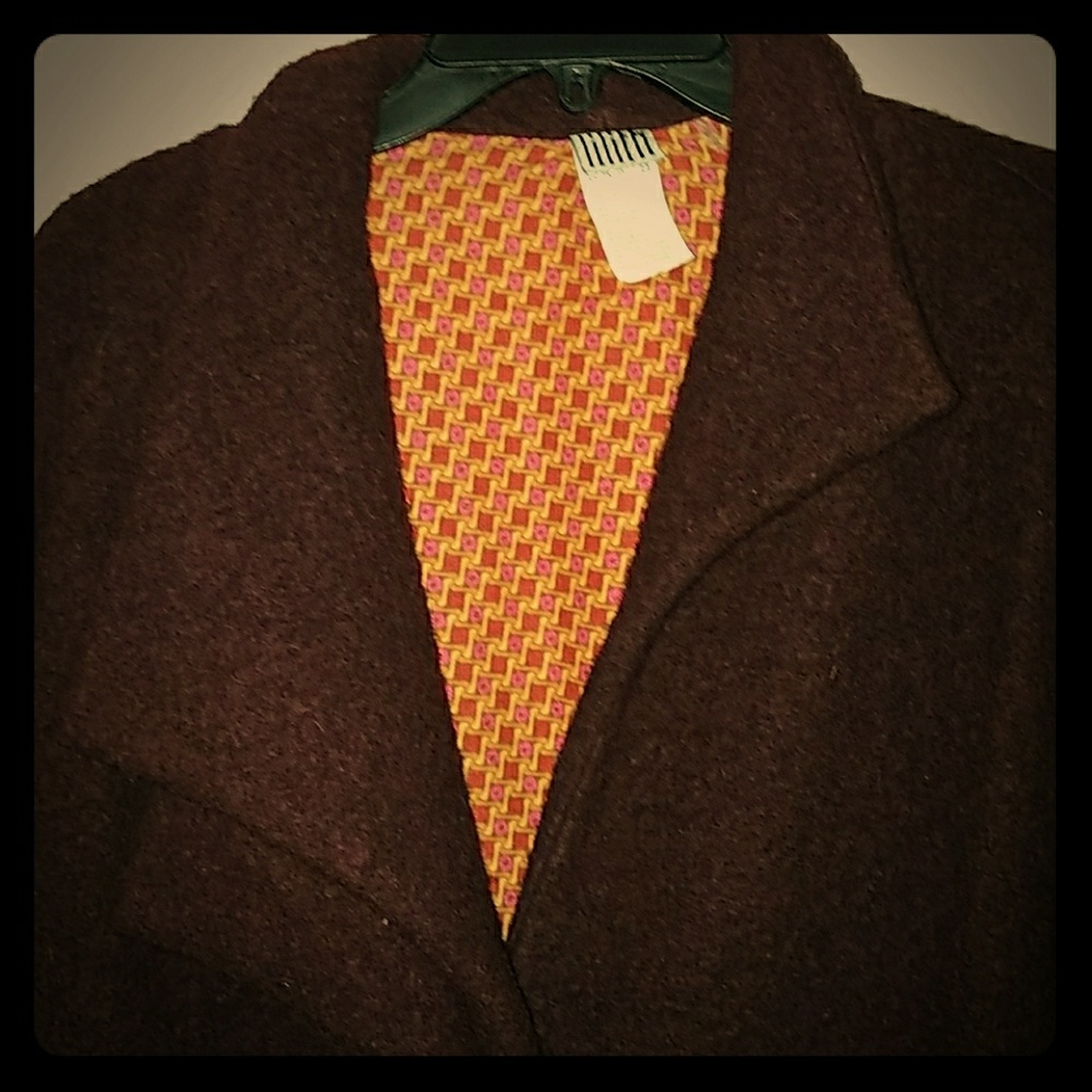 Plus size burgundy wool coat