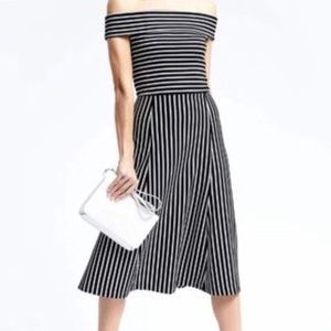 Banana Republic Stripe Off-shoulder Midi Dress