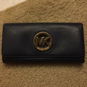 Navy blue leather Michael Kors wallet
