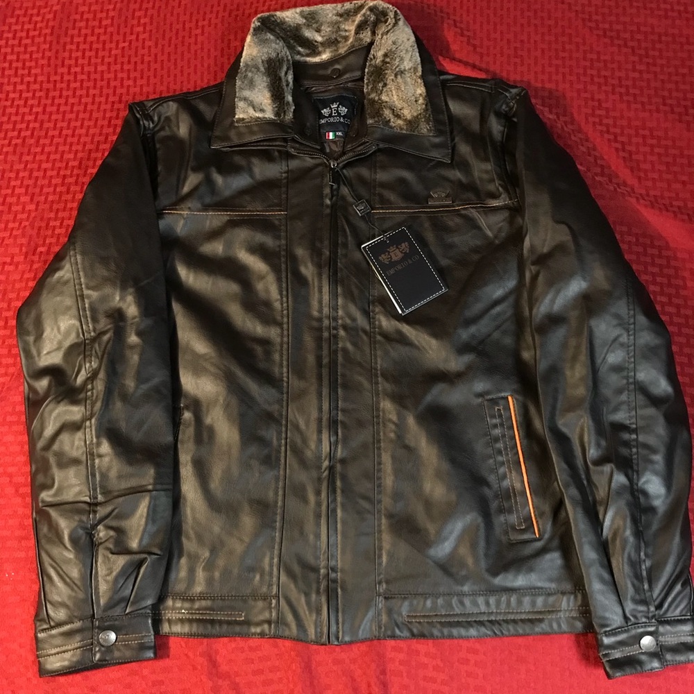 Brand new brown Emporio & Co leather jacket