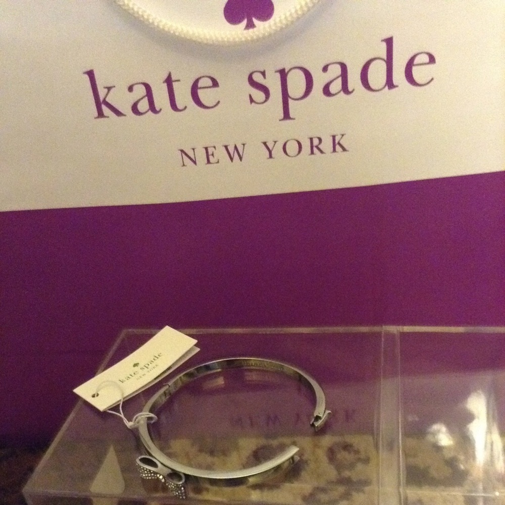 ❤️♠️Kate Spade Silver Pave Bow Bangle Bracelet - Picture 6 of 8