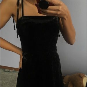 Crushed Black Velvet Cami Dress