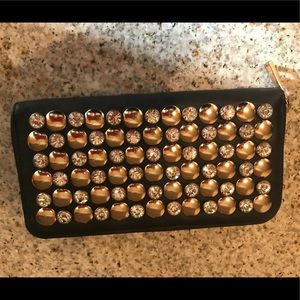 Black with gold and silver gems wallet
