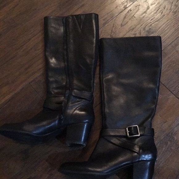 Sole Society Black heeled boots, leather - Picture 1 of 1