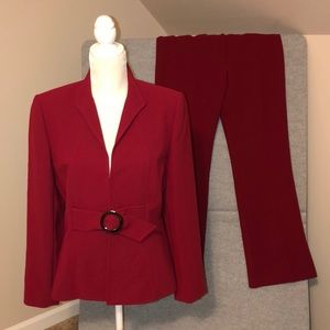 2pc Deep Red Crimson Tahari Pantsuit