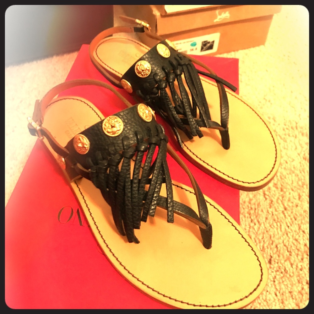 Black Fringe Valentino Sandals Size 37