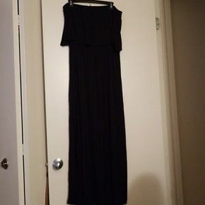 Strapless Ruffled Bodice Maxi Dress