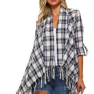 Plaid Fringe top