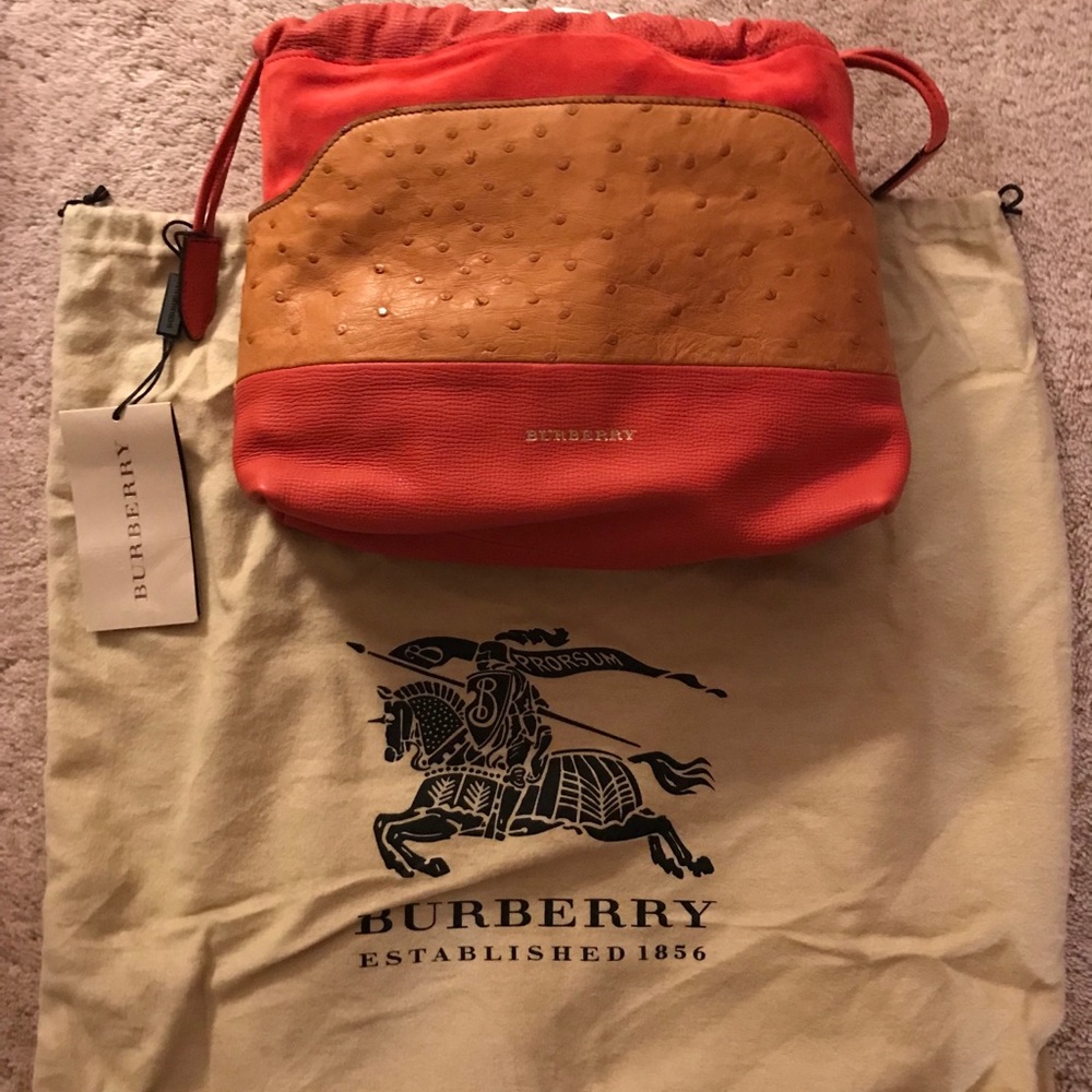 Burberry NWT ostrich leather bucket bag