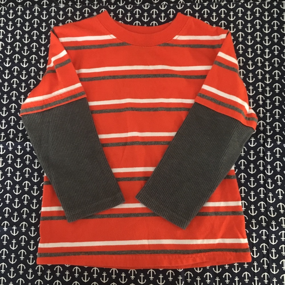 ⭐️Orange Dark Grey & White Striped Long Sleeve Tee