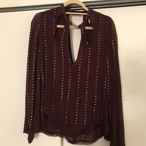 Free People garnet sequin blouse