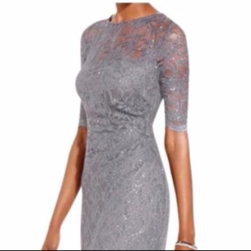 Xscape Womens Evening Dress Glitter Lace
