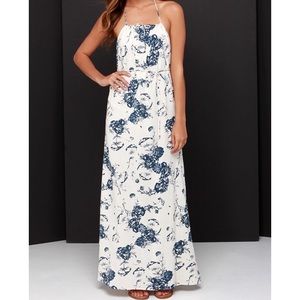 En Creme Navy and Cream Print Maxi