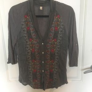 Anthropologie Embroidered Blouse