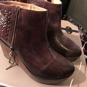 Brown wedged booties