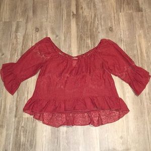 DAYTRIP red lace crop top