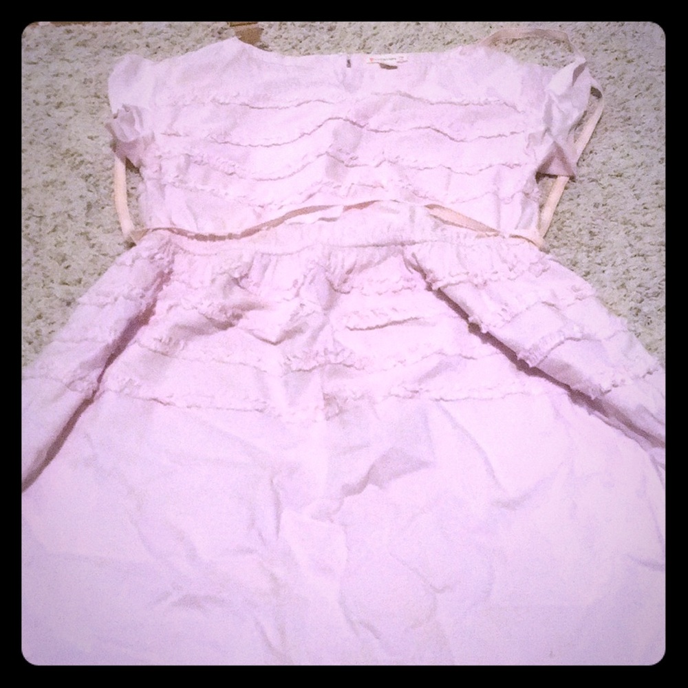 Kids pink, and ruffle dress.