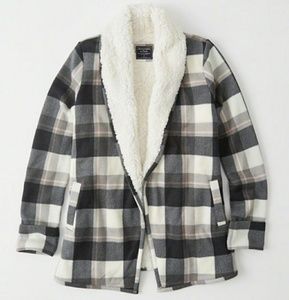 A&F Abercrombie and Fitch SHERPA-LINED CARDIGAN